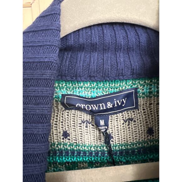 NWT Crown & Ivy size medium mens sweater with fish - Picture 2 of 4